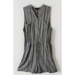 Kelly Renee Linen Blend Gray And White Sleeves Shorts Romper Women's Size XL